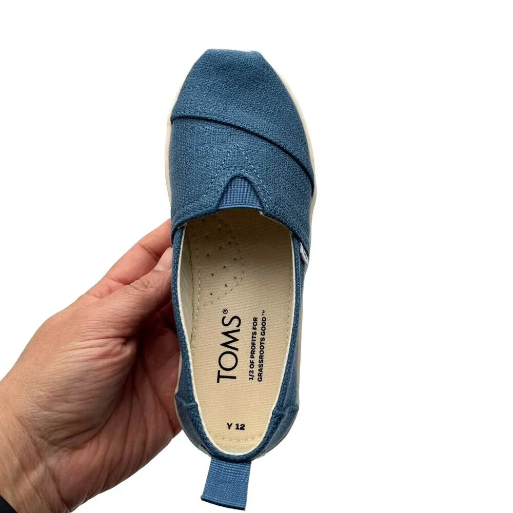Toms Little Girls‎ Alpargata Slip-on Shoes Size 12 Ocen Blue Lightweight & Comfy